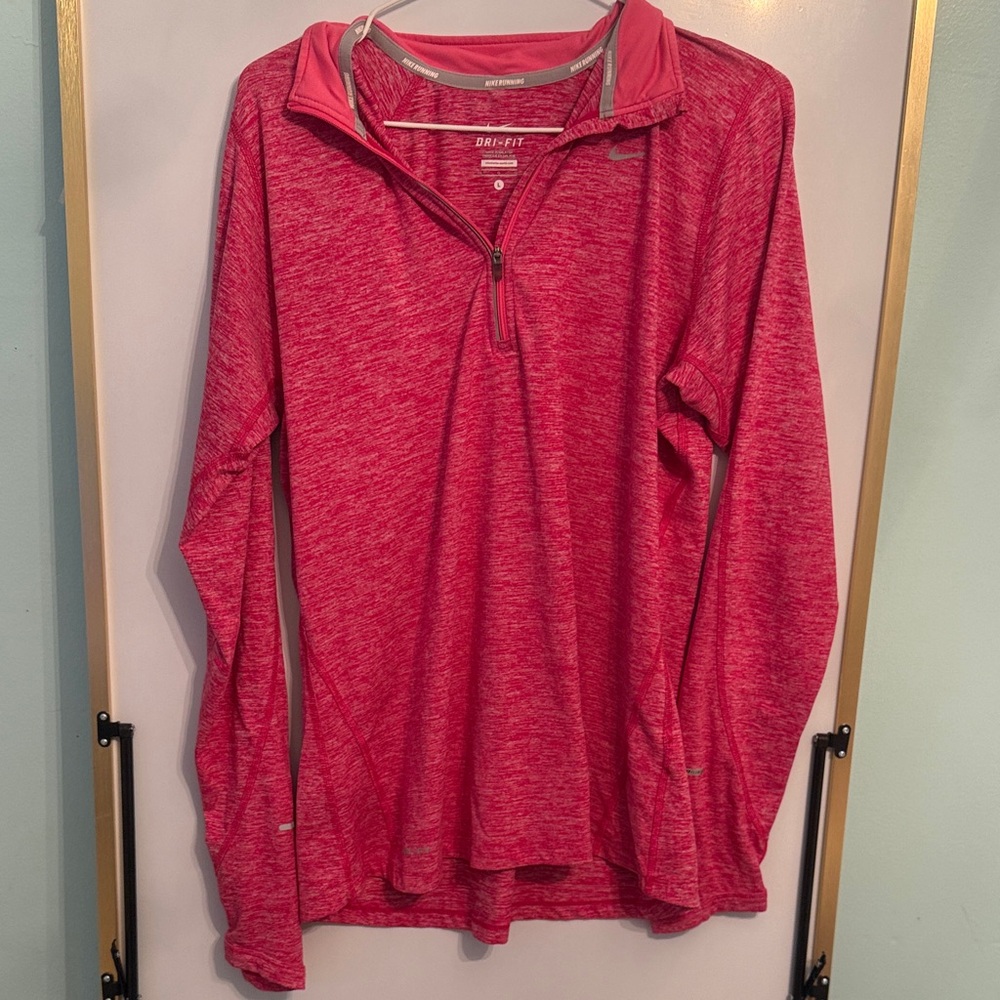 Nike Women’s Pink Heather Quarter-Zip Runner, Size L